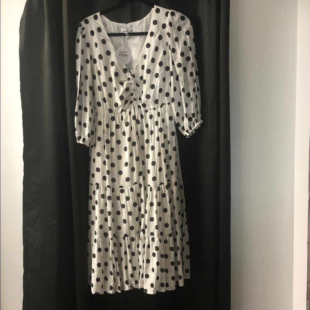 Petal & Pup White Dress with Black Dots
